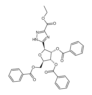 5-(tri-O-benzoyl-β-D-ribofuranosyl)-1H-[1,2,4]triazole-3-carboxylic acid ethyl ester结构式