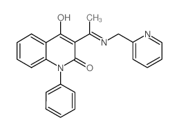 4-hydroxy-1-phenyl-3-((1E)-N-(pyridin-2-ylmethyl)ethanimidoyl)quinolin-2(1H)-one (en)2(1H)-Quinolinone, 4-hydroxy-1-phenyl-3-[1-[(2-pyridinylmethyl)imino]ethyl]- (en)结构式
