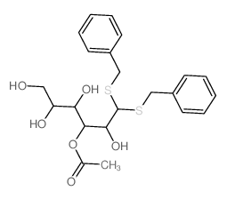 [1,1-bis(benzylsulfanyl)-2,4,5,6-tetrahydroxy-hexan-3-yl] acetate structure