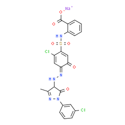 sodium 2-[[[2-chloro-4-[[1-(3-chlorophenyl)-4,5-dihydro-3-methyl-5-oxo-1H-pyrazol-4-yl]azo]-5-hydroxyphenyl]sulphonyl]amino]benzoate结构式