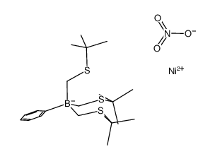 (phenyl(tris((tert-butylmethyl)thio)methyl)borate)Ni(NO3) Structure