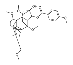 20-ethyl-13-hydroxy-1,6,8,16-tetramethoxy-4-(methoxymethyl)aconitan-14-yl 4-methoxybenzoate结构式