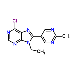 6-Chloro-9-ethyl-8-(2-methyl-5-pyrimidinyl)-9H-purine Structure