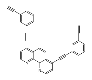 4,7-bis[2-(3-ethynylphenyl)ethynyl]-1,10-phenanthroline结构式