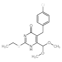 4(3H)-Pyrimidinone,5-[(4-chlorophenyl)methyl]-6-(dimethoxymethyl)-2-(ethylthio)- Structure