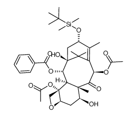 (2aR,4S,4aS,6R,9S,11S,12S,12aR,12bS)-12-(benzoyloxy)-9-((tert-butyldimethylsilyl)oxy)-4,11-dihydroxy-4a,8,13,13-tetramethyl-5-oxo-3,4,4a,5,6,9,10,11,12,12a-decahydro-1H-7,11-methanocyclodeca[3,4]benzo[1,2-b]oxete-6,12b(2aH)-diyl diacetate结构式