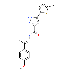 (Z)-N-(1-(4-methoxyphenyl)ethylidene)-3-(5-methylthiophen-2-yl)-1H-pyrazole-5-carbohydrazide结构式