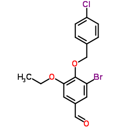 3-Bromo-4-[(4-chlorobenzyl)oxy]-5-ethoxybenzaldehyde Structure