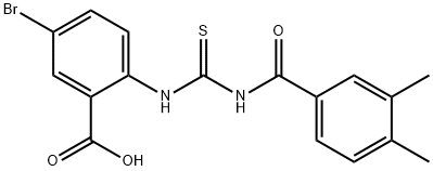 5-bromo-2-[[[(3,4-dimethylbenzoyl)amino]thioxomethyl]amino]-benzoic acid结构式