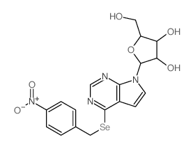 2-(hydroxymethyl)-5-[5-[(4-nitrophenyl)methylselanyl]-2,4,9-triazabicyclo[4.3.0]nona-2,4,7,10-tetraen-9-yl]oxolane-3,4-diol结构式