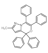 8-methyl-2,3,5,5-tetraphenyl-4-oxa-1,9-diazabicyclo[4.3.0]nona-2,6,8-triene结构式