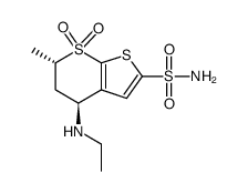 (4R,6R)-4-(ethylamino)-6-methyl-7,7-dioxo-5,6-dihydro-4H-thieno[2,3-b]thiopyran-2-sulfonamide结构式