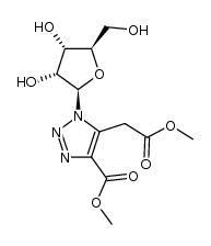 methyl 1-((2R,3R,4S,5R)-3,4-dihydroxy-5-(hydroxymethyl)tetrahydrofuran-2-yl)-5-(2-methoxy-2-oxoethyl)-1H-1,2,3-triazole-4-carboxylate结构式