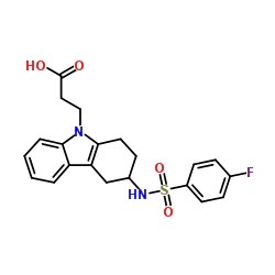 3-(3-{[(4-Fluorophenyl)sulfonyl]amino}-1,2,3,4-tetrahydro-9H-carbazol-9-yl)propanoic acid结构式