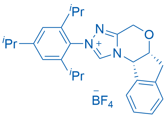 (5aR,10bS)-2-(2,4,6-三异丙基苯基)-5a,10b-二氢-4H,6H-茚并[2,1-b][1,2,4]三唑并[4,3-d][1,4]氧氮杂环己烷-2-鎓四氟硼酸盐图片