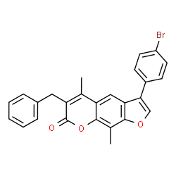 6-benzyl-3-(4-bromophenyl)-5,9-dimethylfuro[3,2-g]chromen-7-one Structure