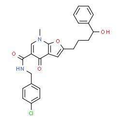 Furo[2,3-b]pyridine-5-carboxamide,N-[(4-chlorophenyl)methyl]-4,7-dihydro-2-(4-hydroxy-4-phenylbutyl)-7-methyl-4-oxo- Structure