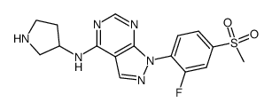 [1-(2-fluoro-4-methanesulfonyl-phenyl)-1H-pyrazolo[3,4-d]pyrimidin-4-yl]-pyrrolidin-3-yl-amine结构式