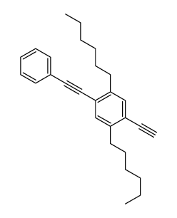 1-ethynyl-2,5-dihexyl-4-(2-phenylethynyl)benzene结构式