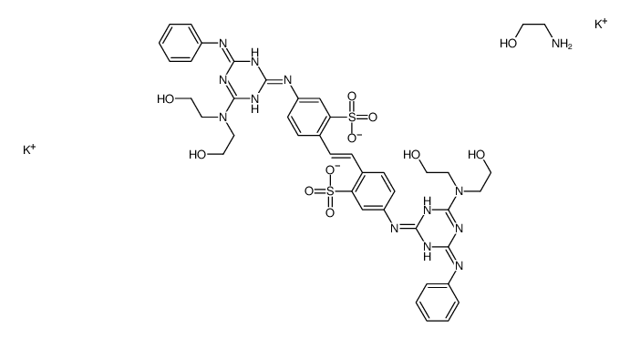 4,4'-bis[[6-anilino-4-[bis(2-hydroxyethyl)amino]-1,3,5-triazin-2-yl]amino]stilbene-2,2'-disulphonic acid, potassium salt, compound with 2-aminoethanol Structure