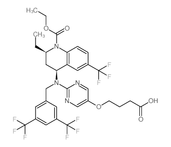 4-((2-((3,5-双(三氟甲基)苄基)((2R,4S)-1-(乙氧羰基)-2-乙基-6-(三氟甲基)-1,2,3,4-四氢喹啉-4-基)氨基)-5-嘧啶基)氧代)丁酸结构式