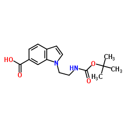 1-(2-tert-Butoxycarbonylamino-ethyl)-1H-indole-6-carboxylic acid结构式