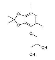 3-[(5,7-diiodo-2,2-dimethyl-1,3-benzodioxol-4-yl)oxy]propane-1,2-diol Structure