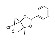 2,2-dichloro-7,7-dimethyl-5-phenyl-4,6-dioxaspiro[2.4]heptane结构式