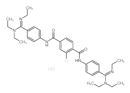 1,4-Benzenedicarboxamide,2-chloro-N1,N4-bis[4-[(diethylamino)(ethylimino)methyl]phenyl]-, hydrochloride(1:2)结构式