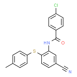 4-CHLORO-N-(5-CYANO-2-[(4-METHYLPHENYL)SULFANYL]PHENYL)BENZENECARBOXAMIDE结构式