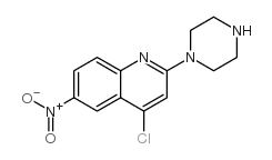 4-氯-6-硝基-2-(1-哌嗪)喹啉结构式