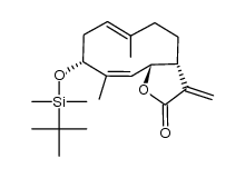 (3aR,6E,9R,10Z,11aR)-9-((tert-butyldimethylsilyl)oxy)-6,10-dimethyl-3-methylene-3,3a,4,5,8,9-hexahydrocyclodeca[b]furan-2(11aH)-one结构式