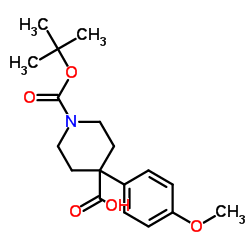 1-Boc-4-(4-Methoxyphenyl)-4-piperidinecarboxylic acid Structure