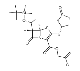 2-Chloroallyl (5R,6S)-6-[1(R)-[(dimethyl-tert-butylsilyl)oxy]ethyl]-2-[(1(R)-oxo-3(S)-thiolanyl)thio]-2-penem-3-carboxylate结构式