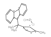 Isopropylidene(3-methylcyclopentadienyl)(9-fluorenyl)zirconium dichloride Structure