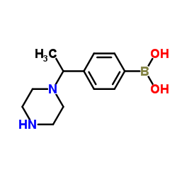 {4-[1-(1-Piperazinyl)ethyl]phenyl}boronic acid Structure