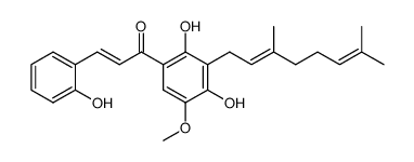 (E)-1-[3-[(E)-3,7-Dimethyl-2,6-octadienyl]-2,4-dihydroxy-5-methoxyphenyl]-3-(2-hydroxyphenyl)-2-propen-1-one结构式