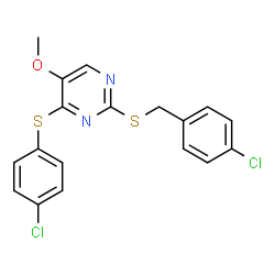 2-[(4-Chlorobenzyl)sulfanyl]-4-[(4-chlorophenyl)sulfanyl]-5-methoxypyrimidine structure