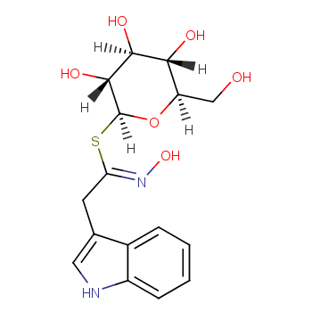 β-D-Glucopyranose, 1-thio-, 1-(N-hydroxy-1H-indole-3-ethanimidate)结构式