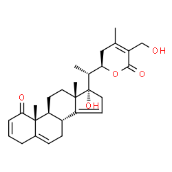 (22R)-17,22,27-Trihydroxy-1-oxoergosta-2,5,14,24-tetren-26-oic acid δ-lactone结构式