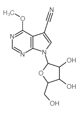 9-[3,4-dihydroxy-5-(hydroxymethyl)oxolan-2-yl]-5-methoxy-2,4,9-triazabicyclo[4.3.0]nona-2,4,7,10-tetraene-7-carbonitrile结构式