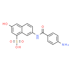 7-[(4-aminobenzoyl)amino]-3-hydroxynaphthalene-1-sulphonic acid structure