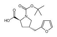 1,2-Pyrrolidinedicarboxylic acid, 4-(2-furanylmethyl)-, 1-(1,1-dimethylethyl) ester, (2S,4S) Structure