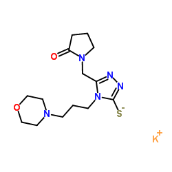 potassium 4-(3-morpholin-4-ylpropyl)-5-[(2-oxopyrrolidin-1-yl)methyl]-4H-1,2,4-triazole-3-thiolate structure