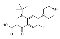 1-tert-butyl-6-fluoro-4-oxo-7-piperazin-1-ylquinoline-3-carboxylic acid结构式