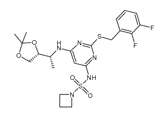 N-[2-[(2,3-difluorobenzyl)thio]-6-({(1R)-1-[(4R)-2,2-dimethyl-1,3-dioxolan-4-yl]ethyl}amino)pyrimidin-4-yl]azetidine-1-sulfonamide结构式