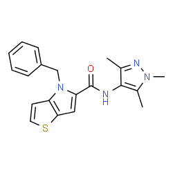 4-Benzyl-N-(1,3,5-trimethyl-1H-pyrazol-4-yl)-4H-thieno[3,2-b]pyrrole-5-carboxamide结构式