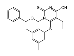 6-(3,5-dimethylphenyl)sulfanyl-5-ethyl-1-(phenylmethoxymethyl)-2-sulfanylidenepyrimidin-4-one Structure