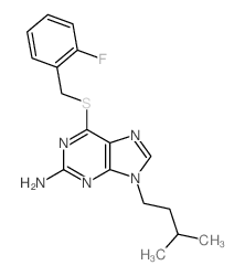 9H-Purin-2-amine,6-[[(2-fluorophenyl)methyl]thio]-9-(3-methylbutyl)- Structure