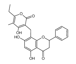 (S)-8-[(6-Ethyl-4-hydroxy-5-methyl-2-oxo-2H-pyran-3-yl)methyl]-2,3-dihydro-5,7-dihydroxy-2-phenyl-4H-1-benzopyran-4-one结构式